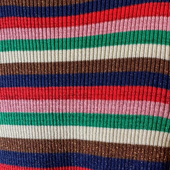 New Look Petite Metallic Rainbow Stripe Ribbed Knit Top Glitter Retro Y2K 6 - Picture 2 of 6